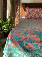 Green Double Bed Cotton Bedsheets
