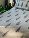 White Grey cotton block printed double bedsheet