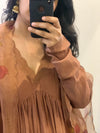Brown anarkali with embroidered dupatta set of 3