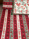 Deep Red strip cotton block printed double bedsheet