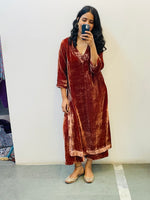 Rust Velvet Kurta Set of 2