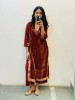 Rust Velvet Kurta Set of 2