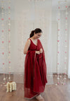 Red chanderi anarkali  Set of 3