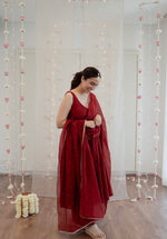 Red chanderi anarkali  Set of 3