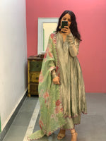 Sage Green Tissue silk kurta set of 3