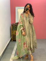 Sage Green Tissue silk kurta set of 3