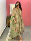 Sage Green Tissue silk kurta set of 3