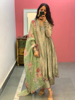 Sage Green Tissue silk kurta set of 3