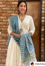 White Linen angrakha with pants and chanderi dupatta set of 3