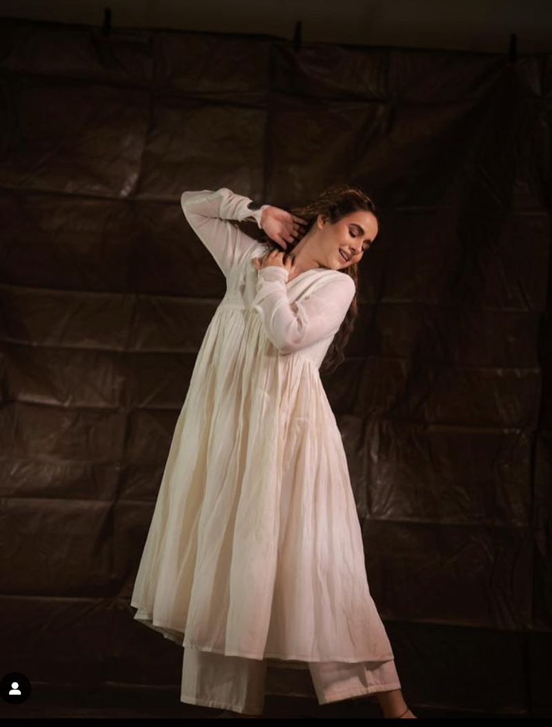 Off white  anarkali with Embroidered dupatta set of 3