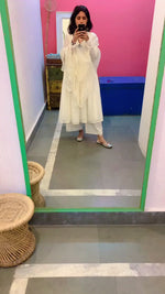 Off white  anarkali with Embroidered dupatta set of 3
